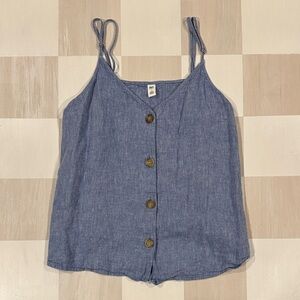 nordstrom bp denim blue linen blend button up coastal nautical tank top